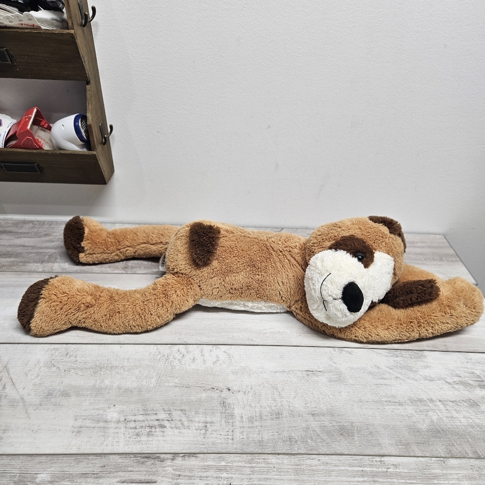 DanDee Laying Down Brown/White Dog Plush Stuffed Animal 31" Long Brown Eye